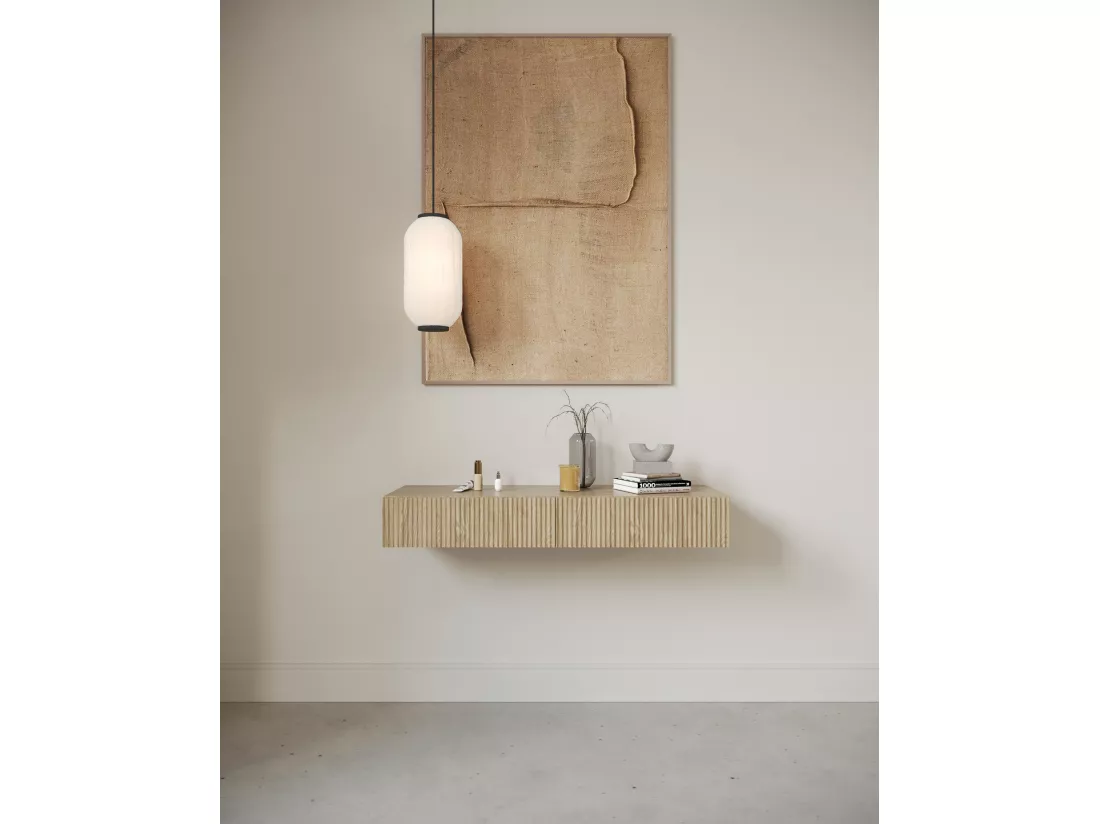 Table console avec tiroir - debout - 90 cm - couleur de bois chêne huilé - NOLIE