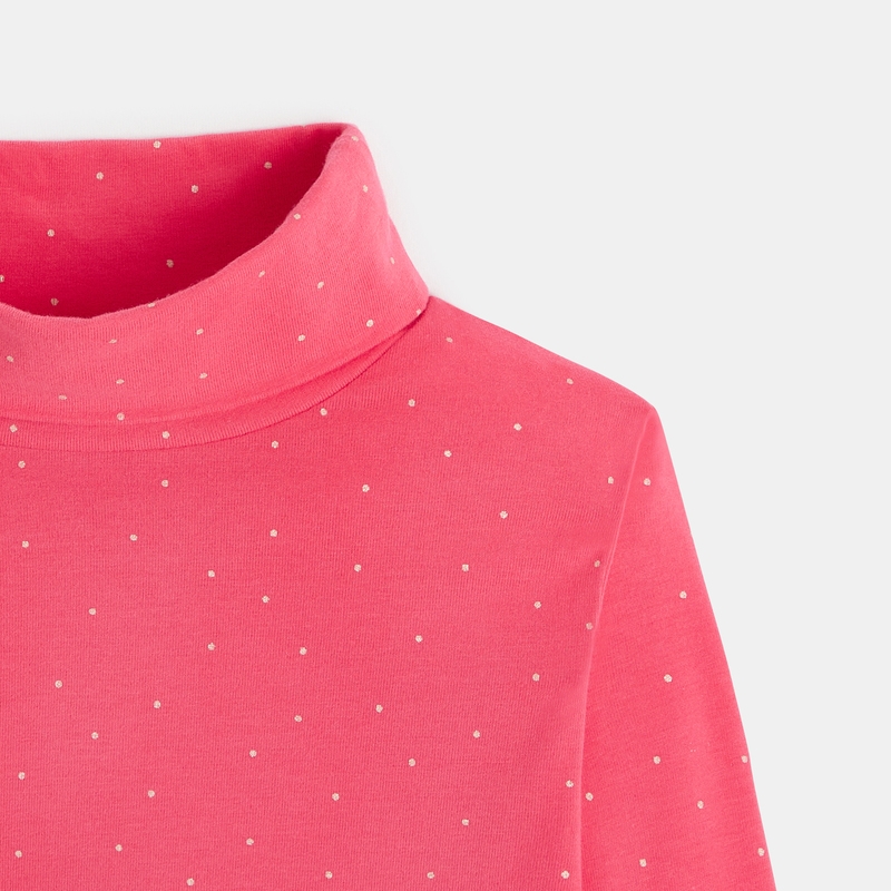 T-shirt col roulé imprimé rose fille