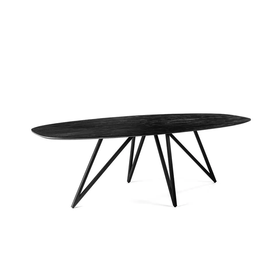 Eettafel Zwart Acaciahout - Ovaal - 240x110x76cm - Langford