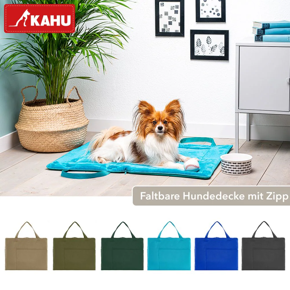 KAHU® Faltbare Hunde Tierdecke • Hundebett • waschbare Hundedecke mit Tragegriff • Tragetasche Hundedecke • faltbare Tiermatte • Tiermatte weich softplüsch •für Kleine Hunde Unterwegs • Hundekissen • waschbar • Liegekissen für Tiere • Lüm