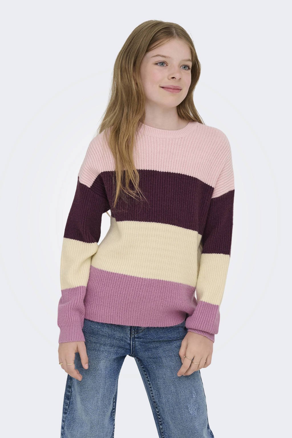 KIDS ONLY GIRL trui gebreid donkerrood/roze/ecru