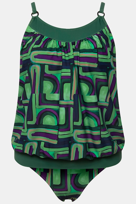 Tankini, grafischer Druck, Softcups, Träger verstellbar