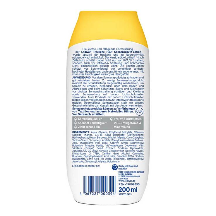 Ladival trockene Haut Sonnenschutz-Lotion LSF 30, 200 ml