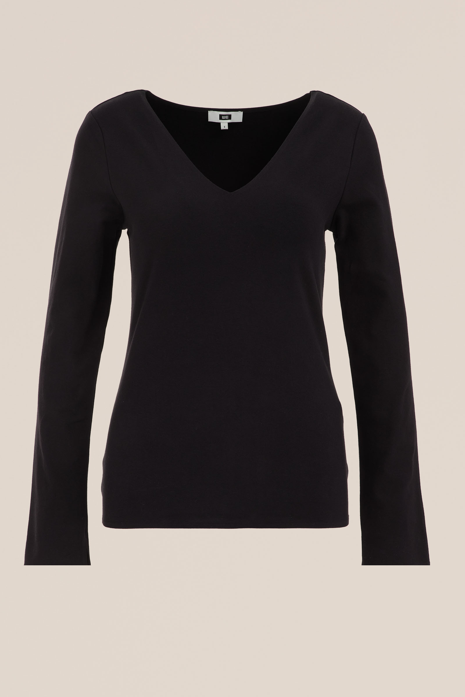 t-shirt met v-hals WE Fashion Zwart