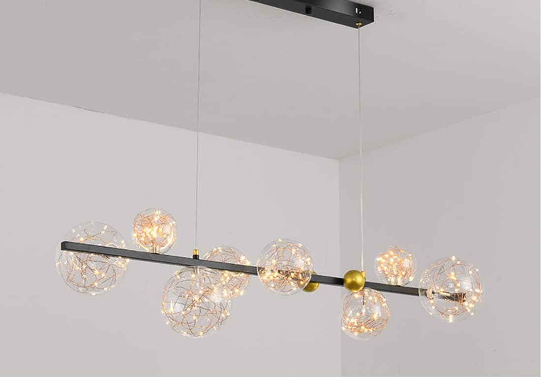 LED-Kronleuchter Linie und kreativemmagischem Bohnenhimmel voller Stern. Höhenverstellbarer PendellampeeinfacherLED Pendelleuchtefür Esstische und Restaurants Lampen und Laternen (schwarz)