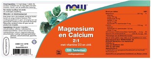 NOW Magnesium & Calcium 2:1 Tabletten 100TB