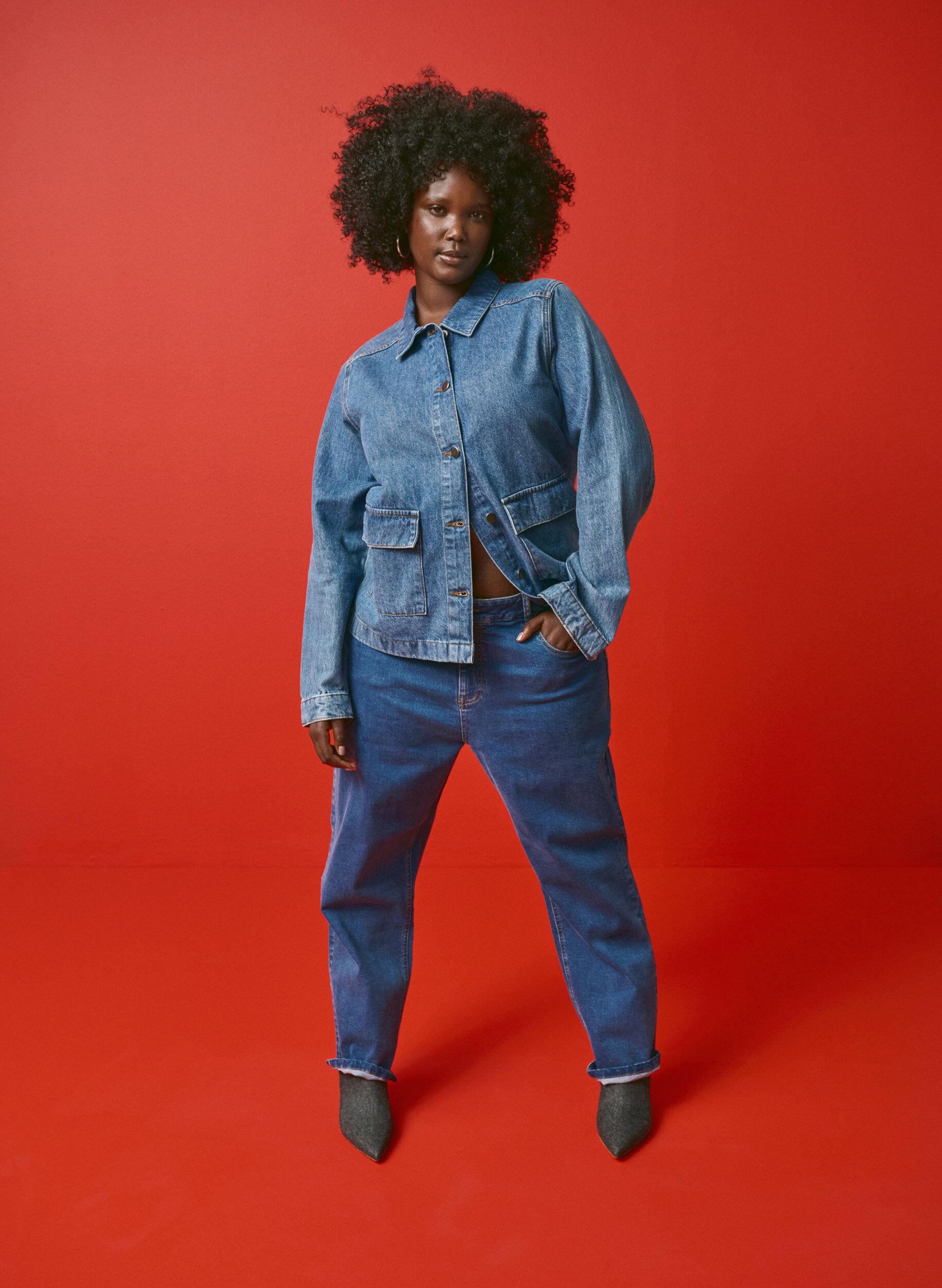 Cropped Vera jeans med straight fit