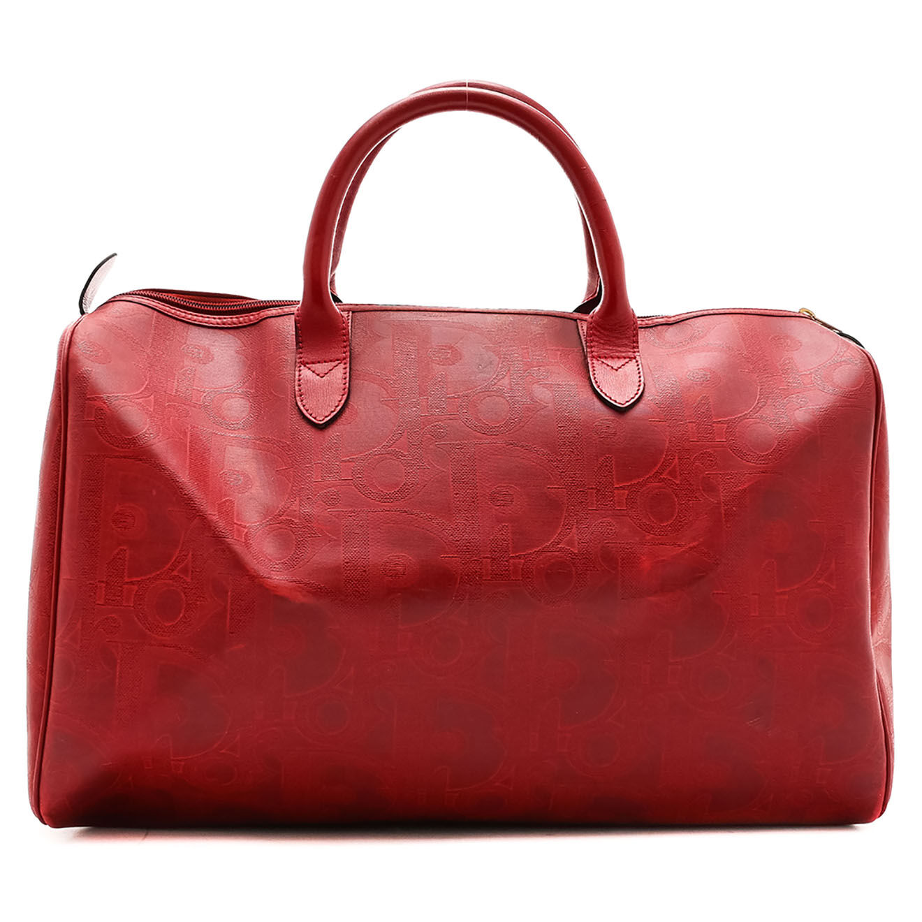 Dior Sac de voyage en Toile enduite Vintage Oblique bordeaux - Très bon état - Longueur 45 cm