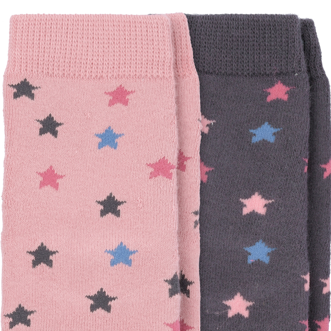 Topomini 2 Paar Baby Socken mit Sternen dunkelgrau / rosa