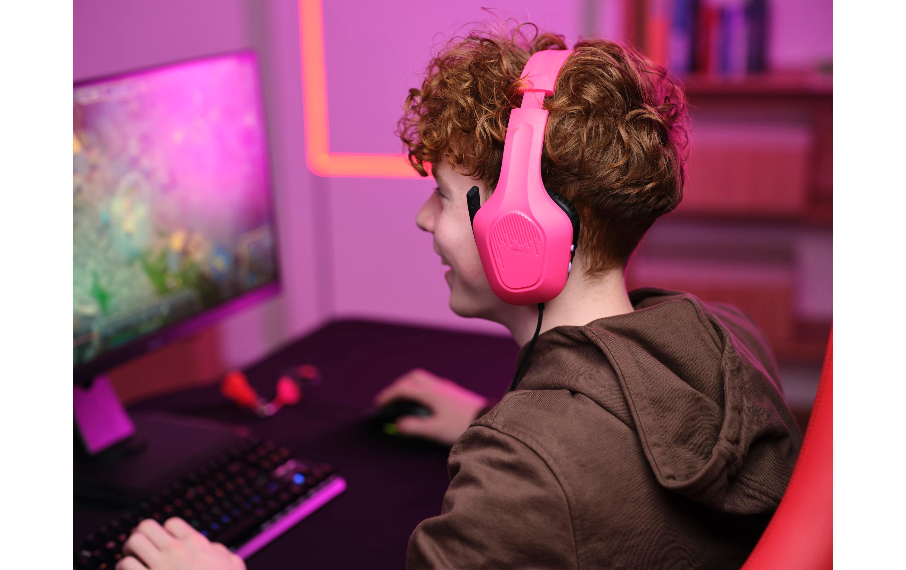 Headset GXT 415P Zirox Pink/SchwarzGaming-Headset mit komfortablen ohrumschliessenden Polstern und einstellbarem Mikrofon