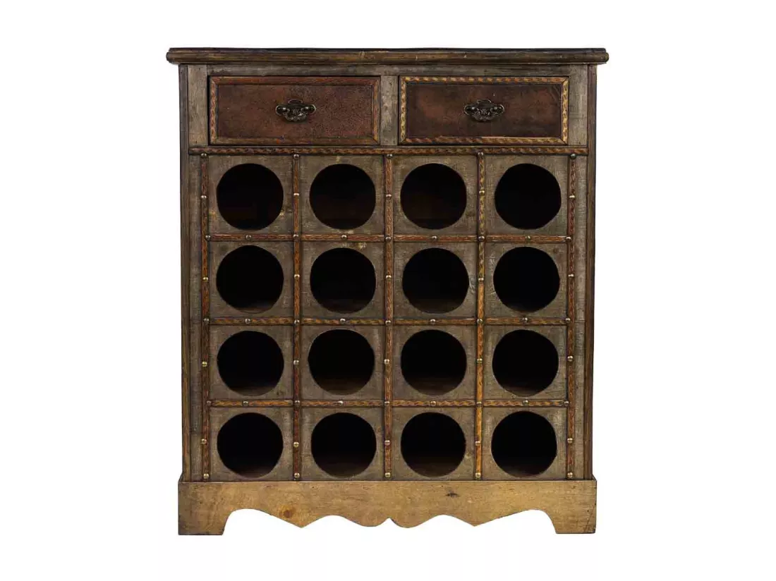 Coffre à bouteilles en bois marron 63x31x69,5h cm