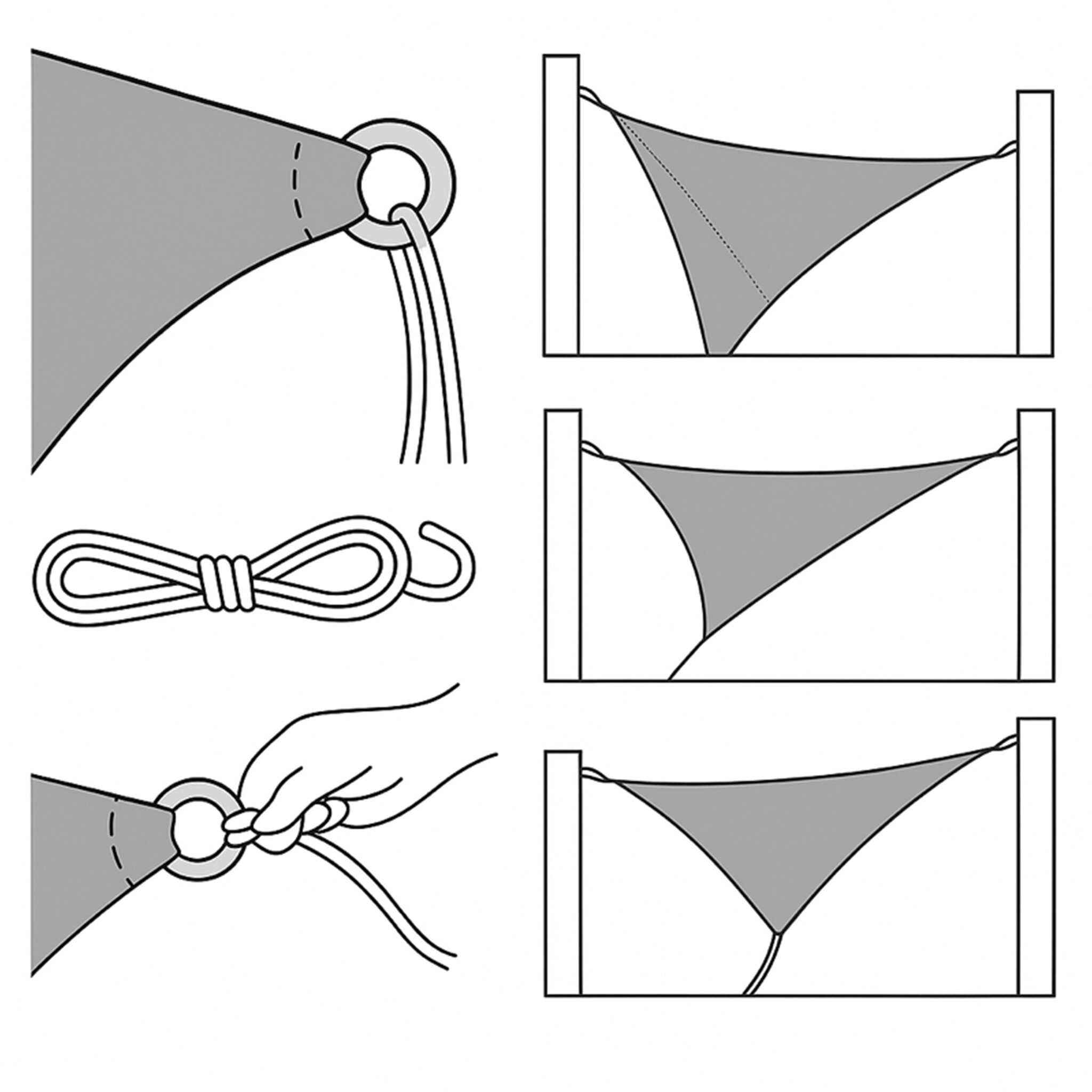 CUHOC 3 x 3 x 3 m Schaduwdoek driehoekig grijs