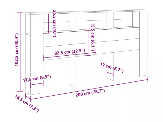Armoire de tête de lit vieux bois 200x18,5x102,5 cm