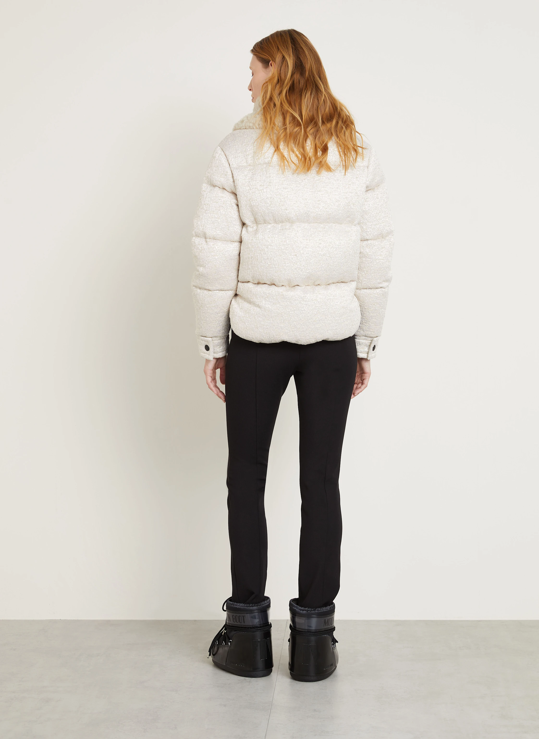 MONCLER GRENOBLE Bouclé-Daunenjacke STOWE mit Glitzergarn