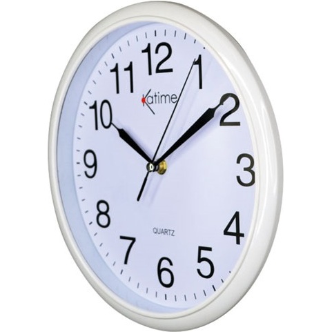 Pendule à quartz - murale - D : 26 cm - coloris assortis