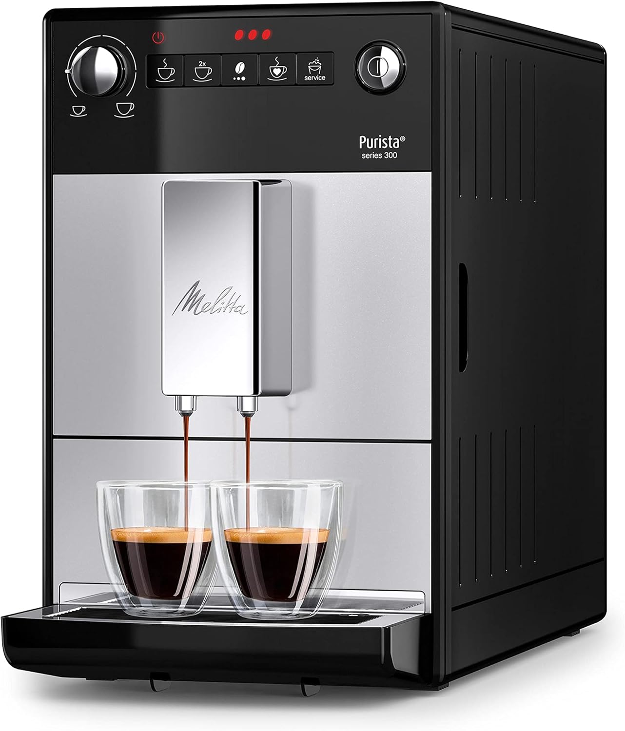 Melitta, Purista, Argent, F230-101 Machine à Café et Expresso 1L Automatique avec Broyeur à Grains, Compacte, Silencieuse