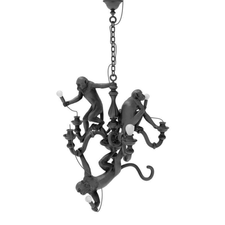 Seletti Monkey kroonluchter zwart