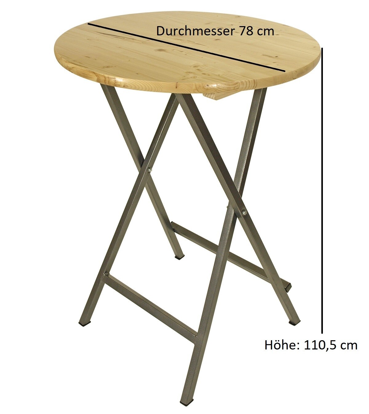 DEGAMO Stehtisch ZÜRICH 78cm klappbar, Metall + Holz lackiert