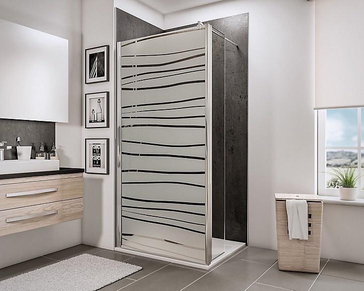 Paroi de douche fixe à l'italienne + déflecteur, 100 x 190 cm, Schulte NewStyle, Walk In, verre transparent anticalcaire, Mistral