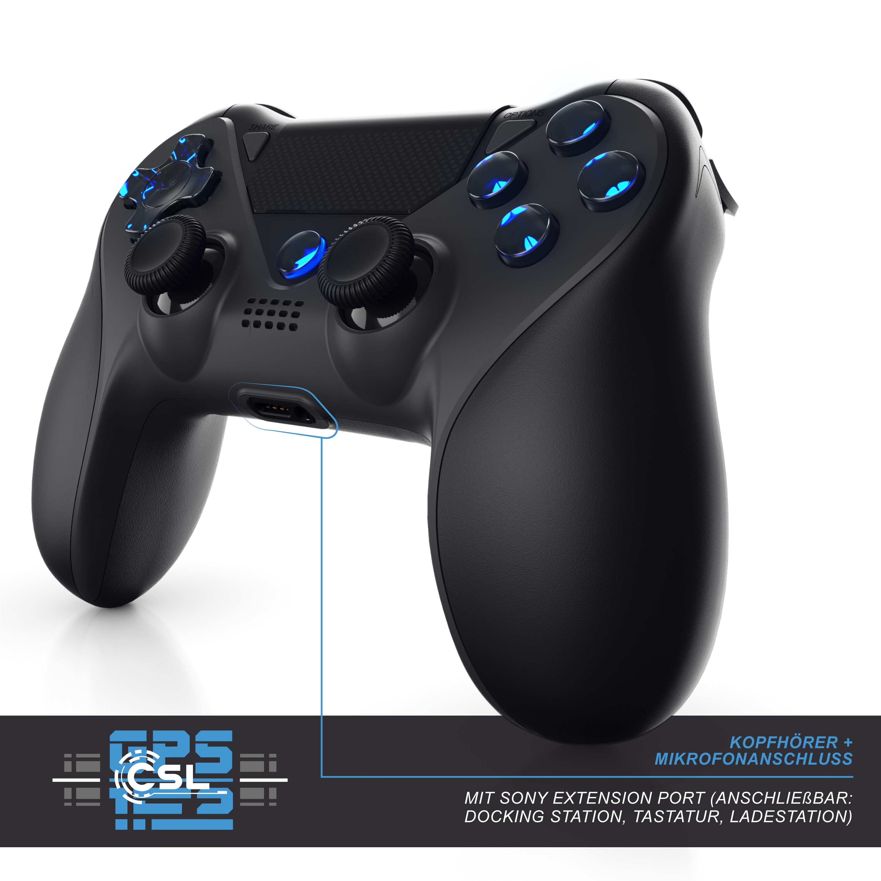 CSL 2x Wireless Gamepad Controller für PS4 & Switch Bluetooth & Kabelverbindung/ Touchpad / Akku