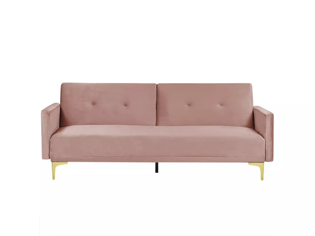 Canapé convertible 3 places en velours rose LUCAN