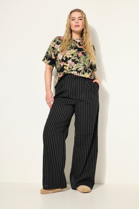 Nadelstreifen-Hose, Wide Legs, High Waist