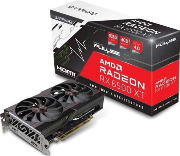 Sapphire Pulse Radeon RX 6500 XT OC - Grafikkort - Radeon RX 6500 XT - 8 GB GDDR6 - PCIe 4.0 x4 - HDMI, DisplayPort