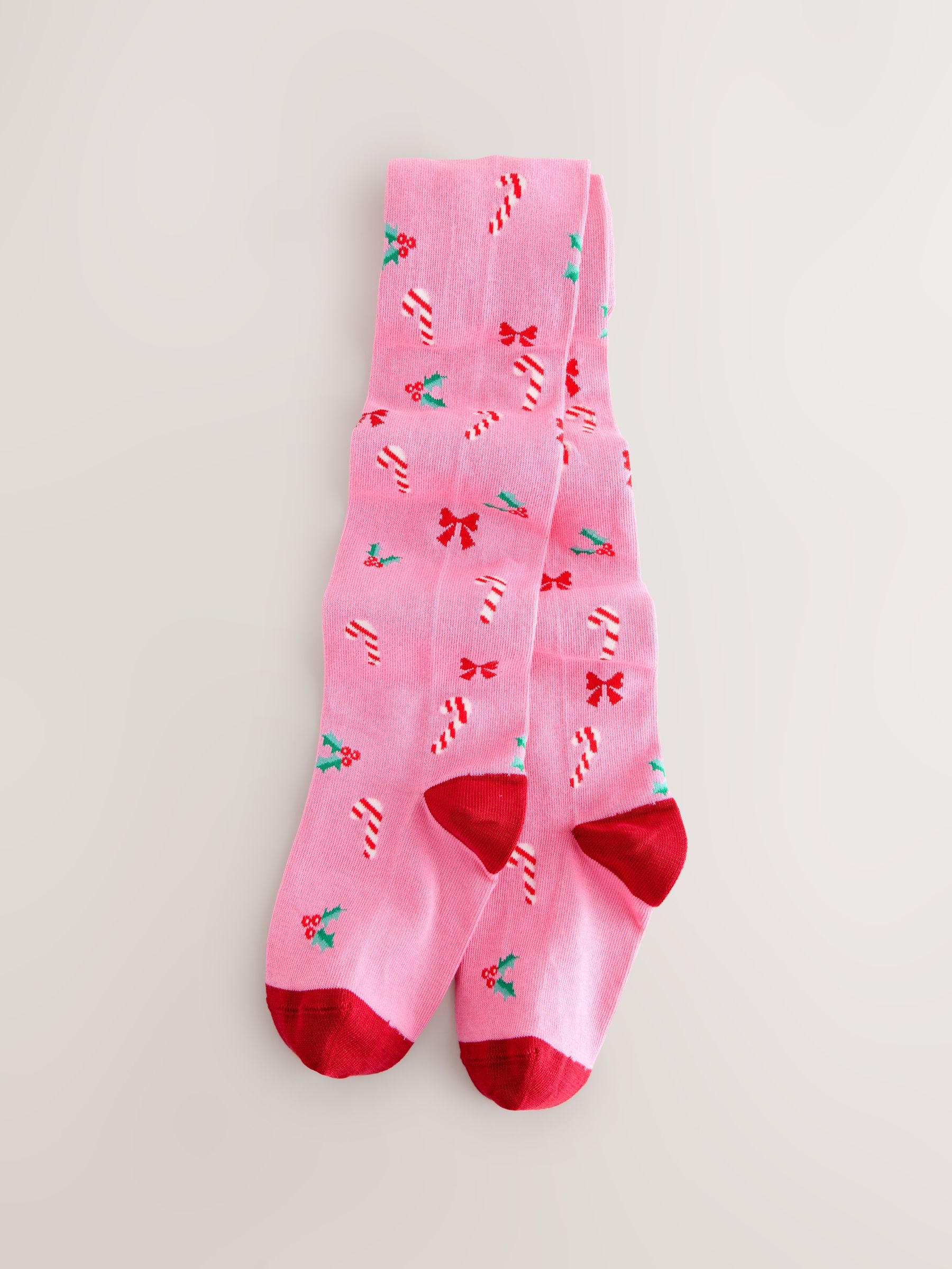 Roze Candy Cane print - Kerstmaillot met hoog katoengehalte