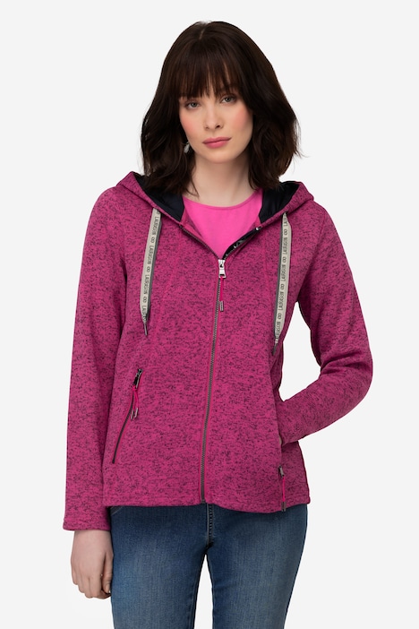 Strickfleece-Jacke, Kapuze, Zipptaschen