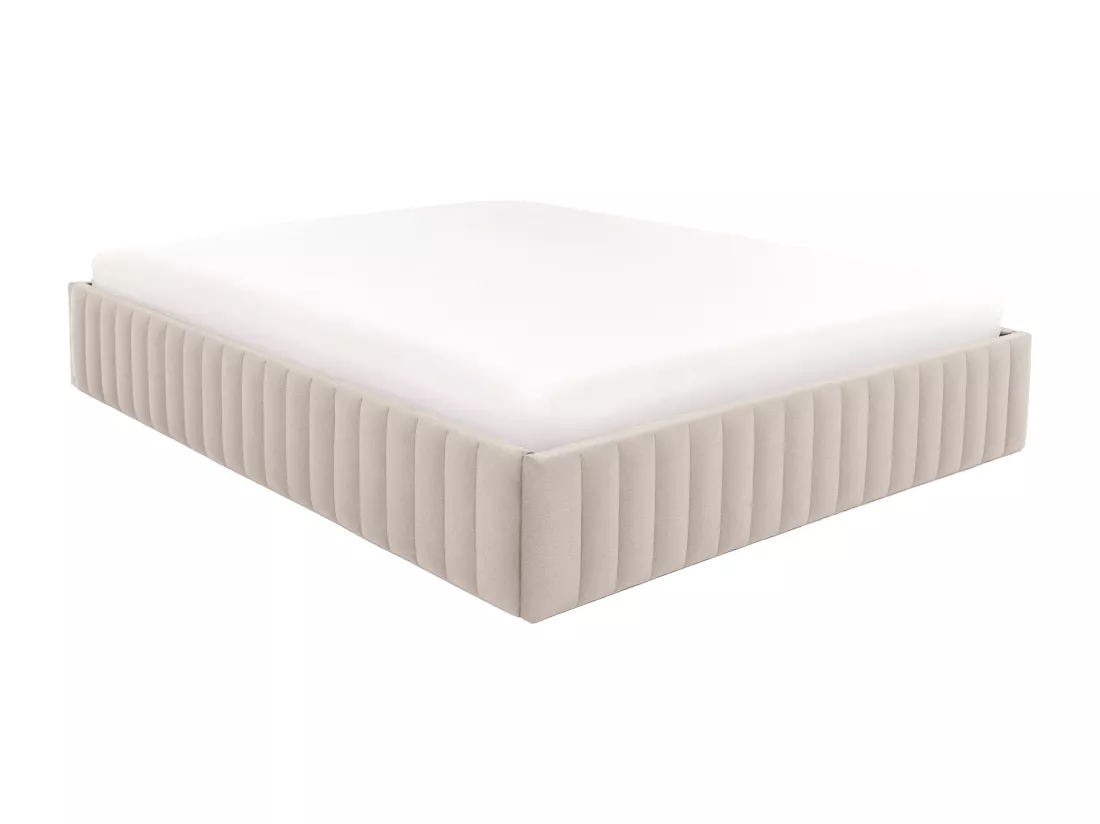 Sommier coffre 160 x 200 cm en velours - Beige - SETHI II de YSMÉE