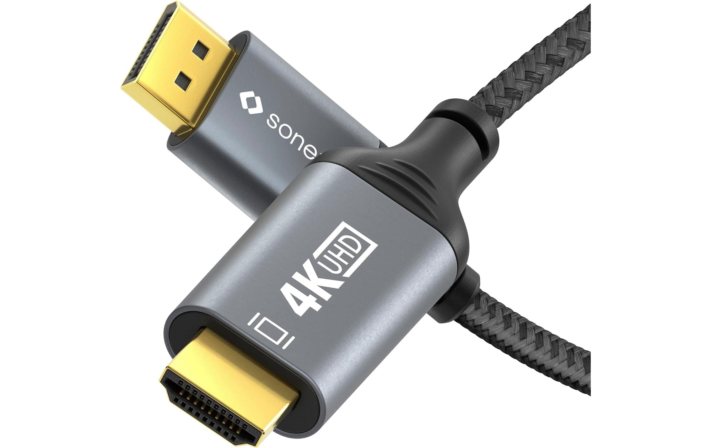 Kabel DisplayPort - HDMI, 1 mDisplayPort auf HDMI Kabel - 4K60 - grau/schwarz - 1.00m
