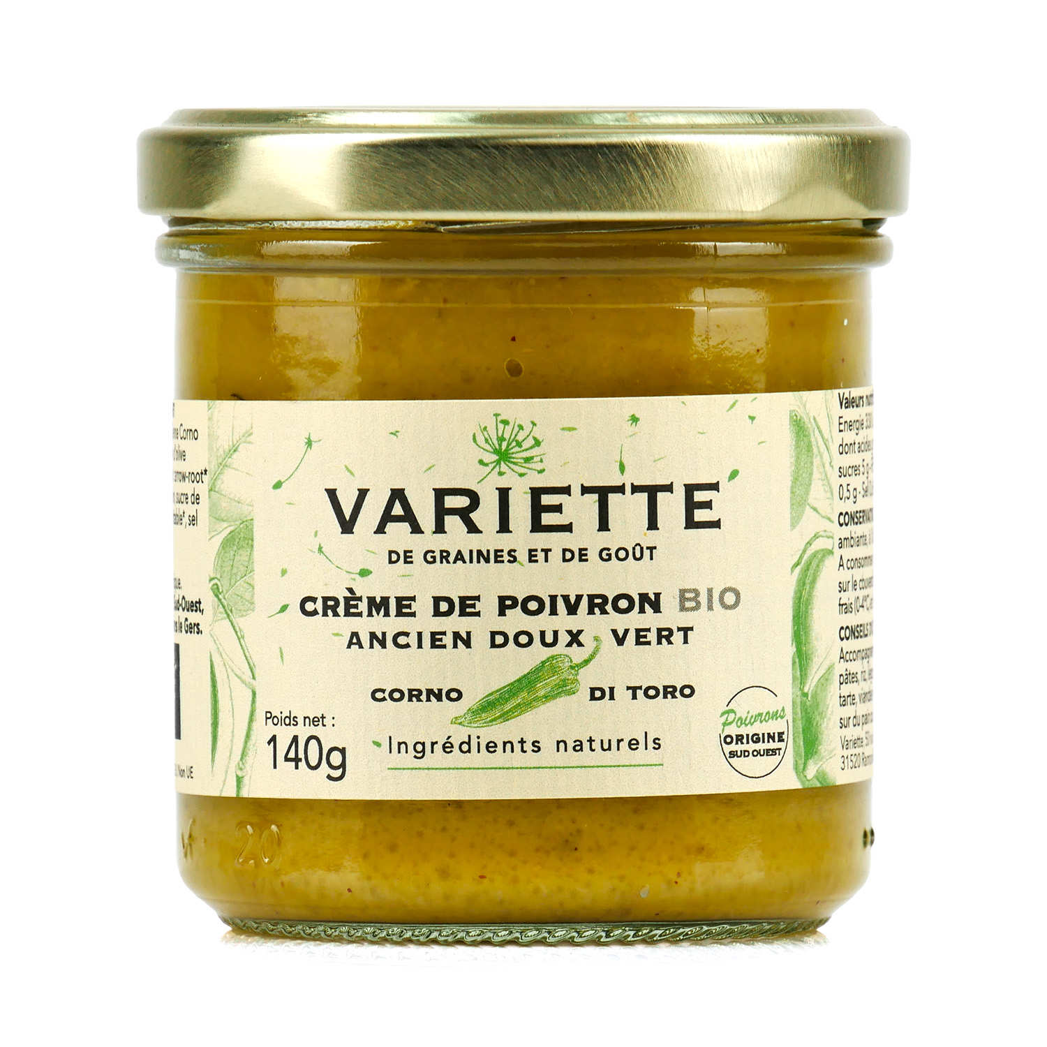 Crème bio de poivron ancien doux vert