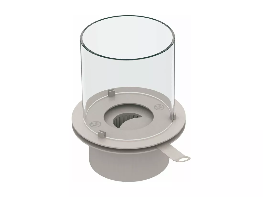 Brûleur rond avec verre pour cheminée au bioéthanol, biocheminée en acier inoxydable 1,5 lt d.25