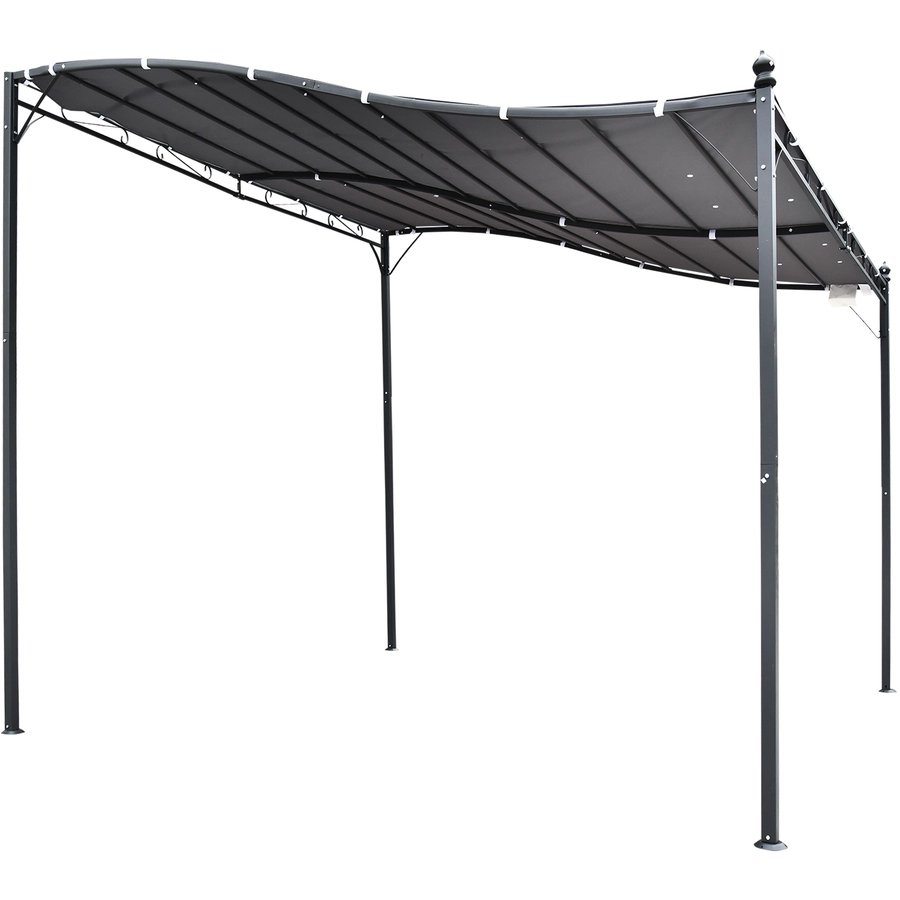 Outsunny Gartenpavillon mit geschwungenem Dach grau, schwarz