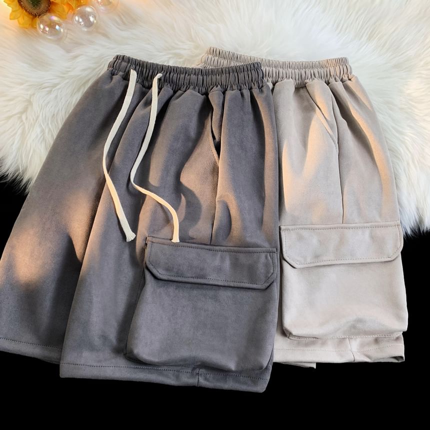 Breeson - Effen cargoshorts met trekkoordtaille