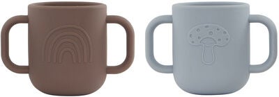 OYOY Kappu Krus 2-pack, Dusty Blue/Choko