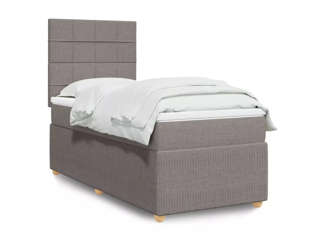 Sommier à lattes de lit avec matelas Taupe 90x190 cm Tissu