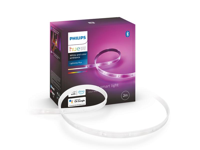 Philips Hue White & Color Ambiance Lightstrip Plus 2m Basis Kabellose, mittels Smartphone steuerbare Leuchtstreifen