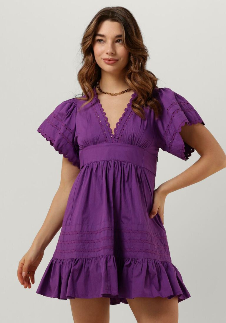 ANTIK BATIK paarse antik batik mini jurk roda mini dress