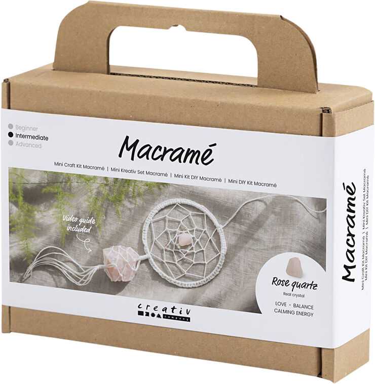 Creativ Company Mini DIY Kit Macramé, Drømmefanger med rosenkvarts krystal