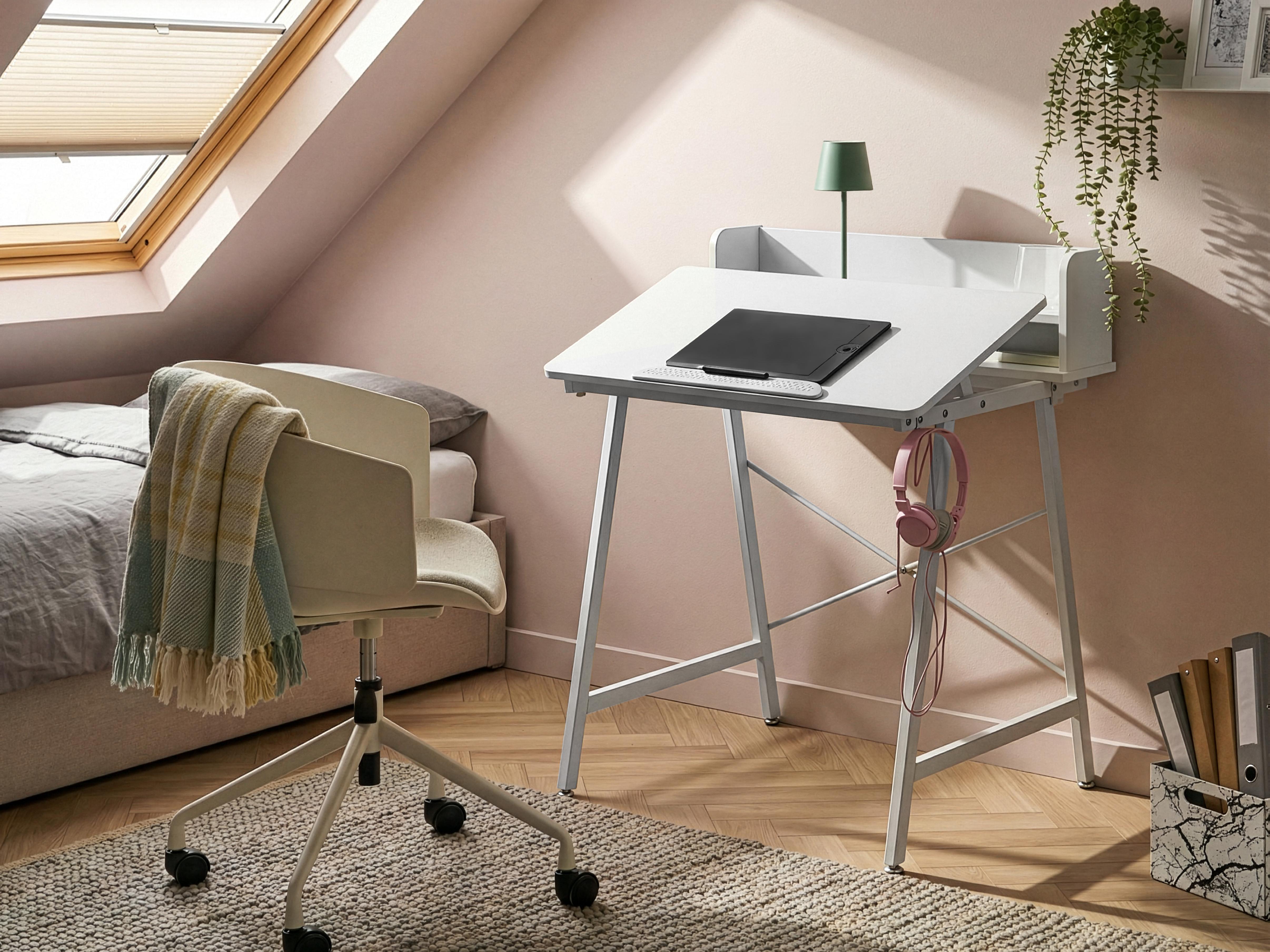 Tekentafel met verstelbaar blad ALAND Wit 80 cm 62 cm