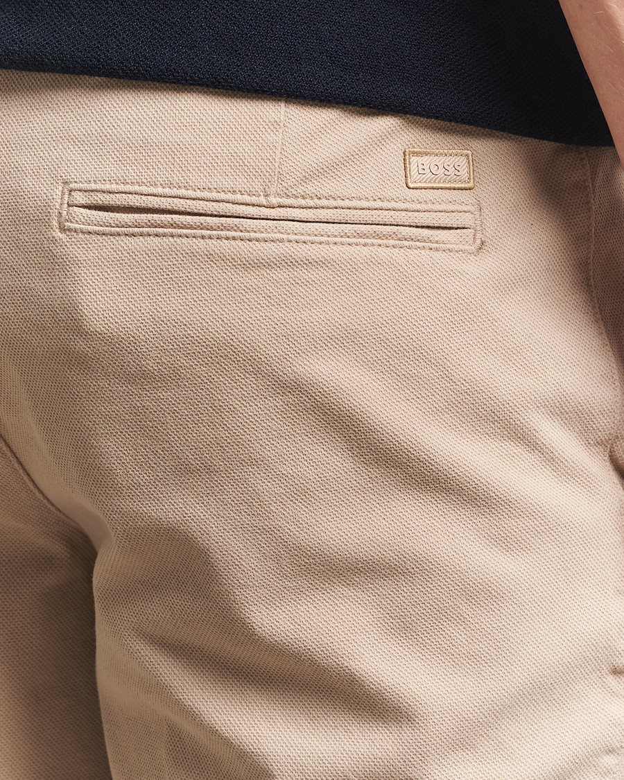 BOSS BLACK Slice Structured Cotton Shorts Light Beige