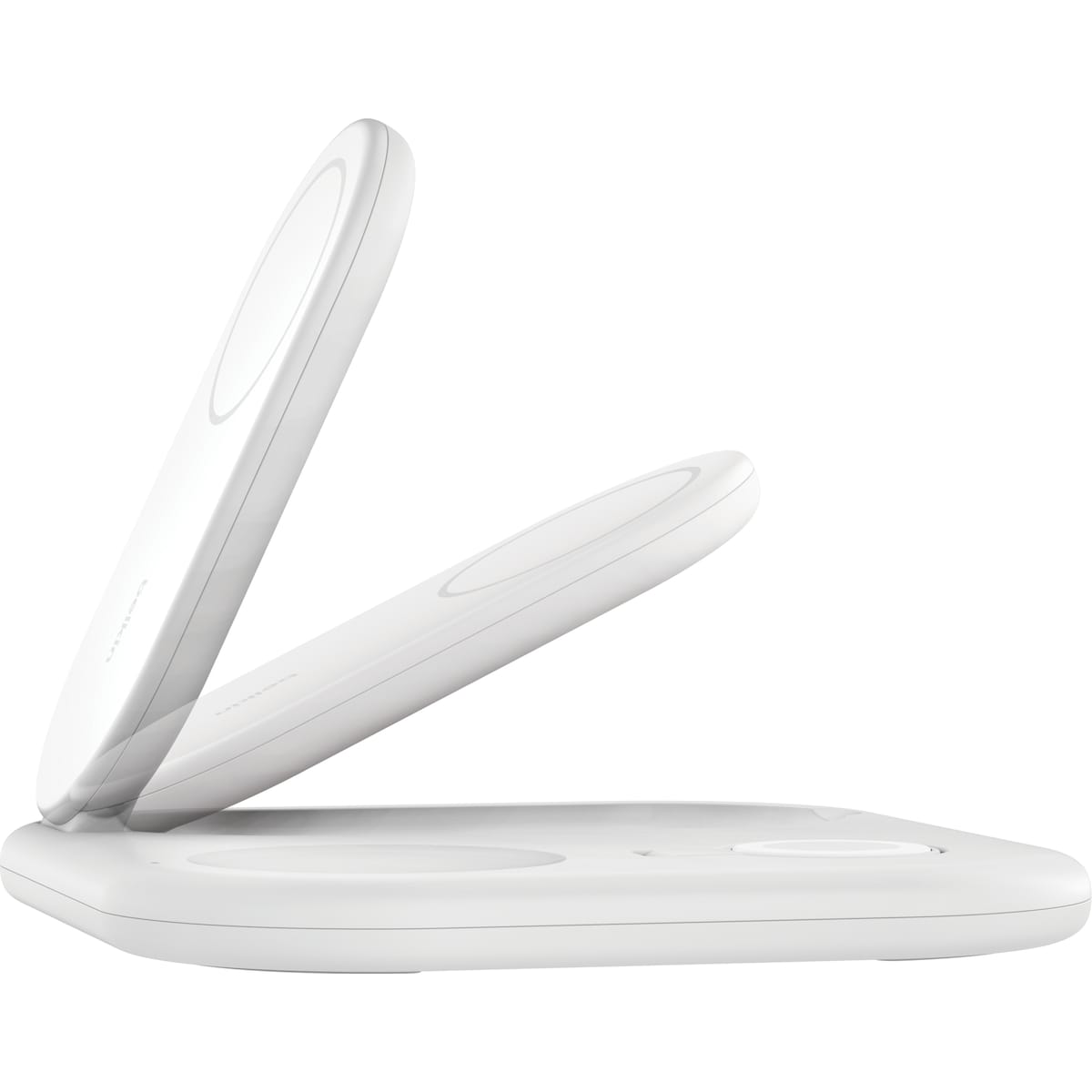 Belkin 3-in-1 Qi2 sammenleggbar lader med MagSafe (hvit)