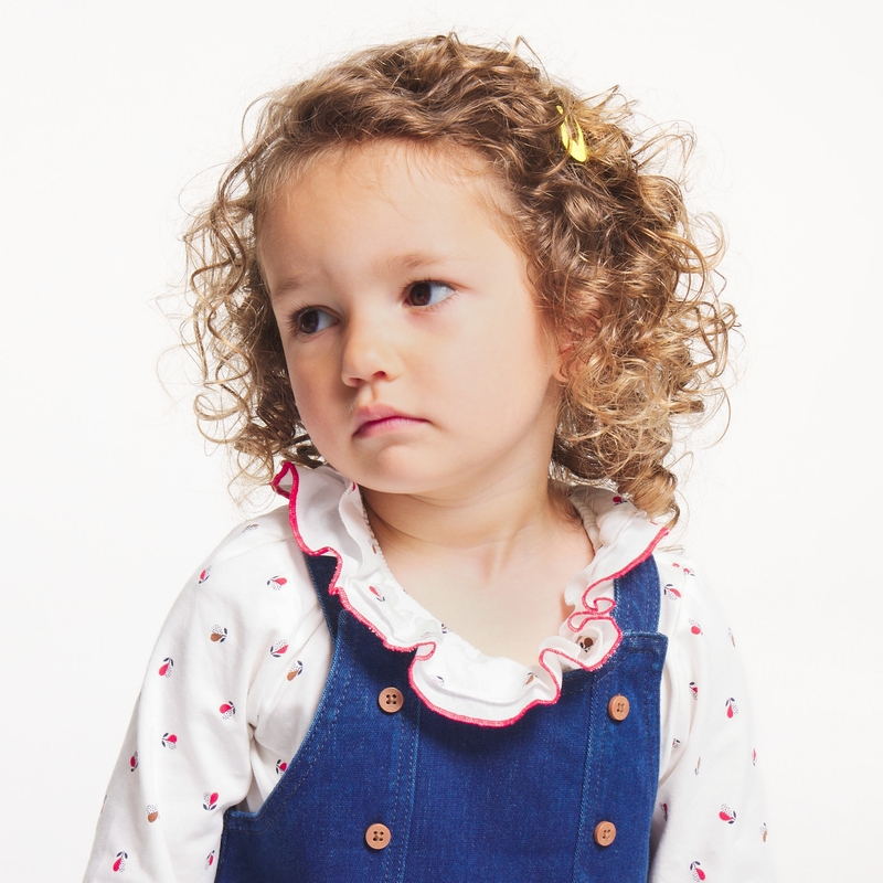 T-shirt col volanté rouge bébé fille
