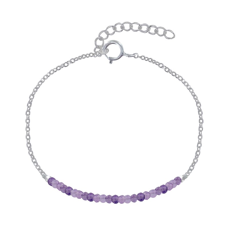 Bracelet Argent Chaine et Perles Facettées d'Améthyste