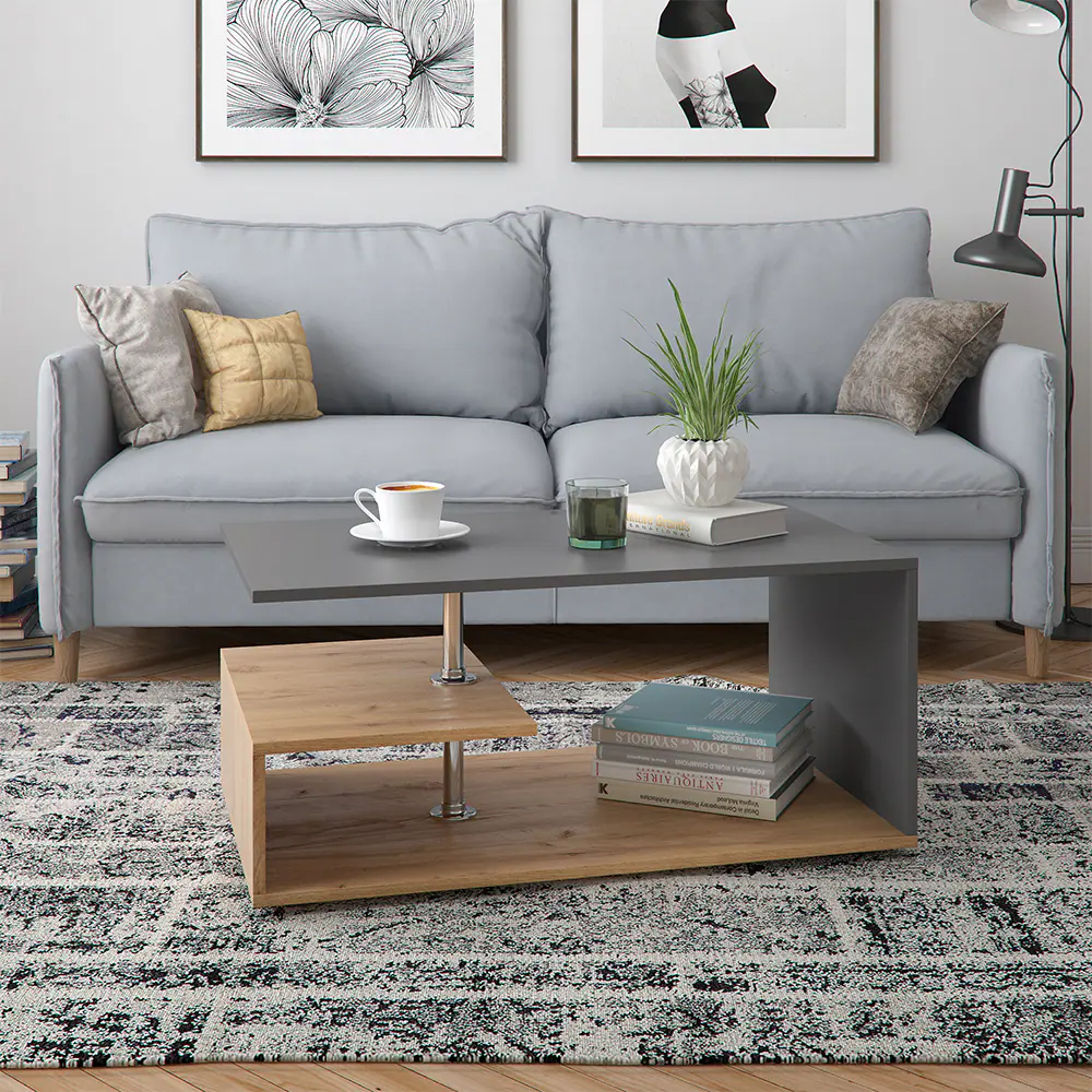 VICCO Couchtisch GUILLERMO in Anthrazit Sandeiche - Wohnzimmer Sofatisch Kaffeetisch