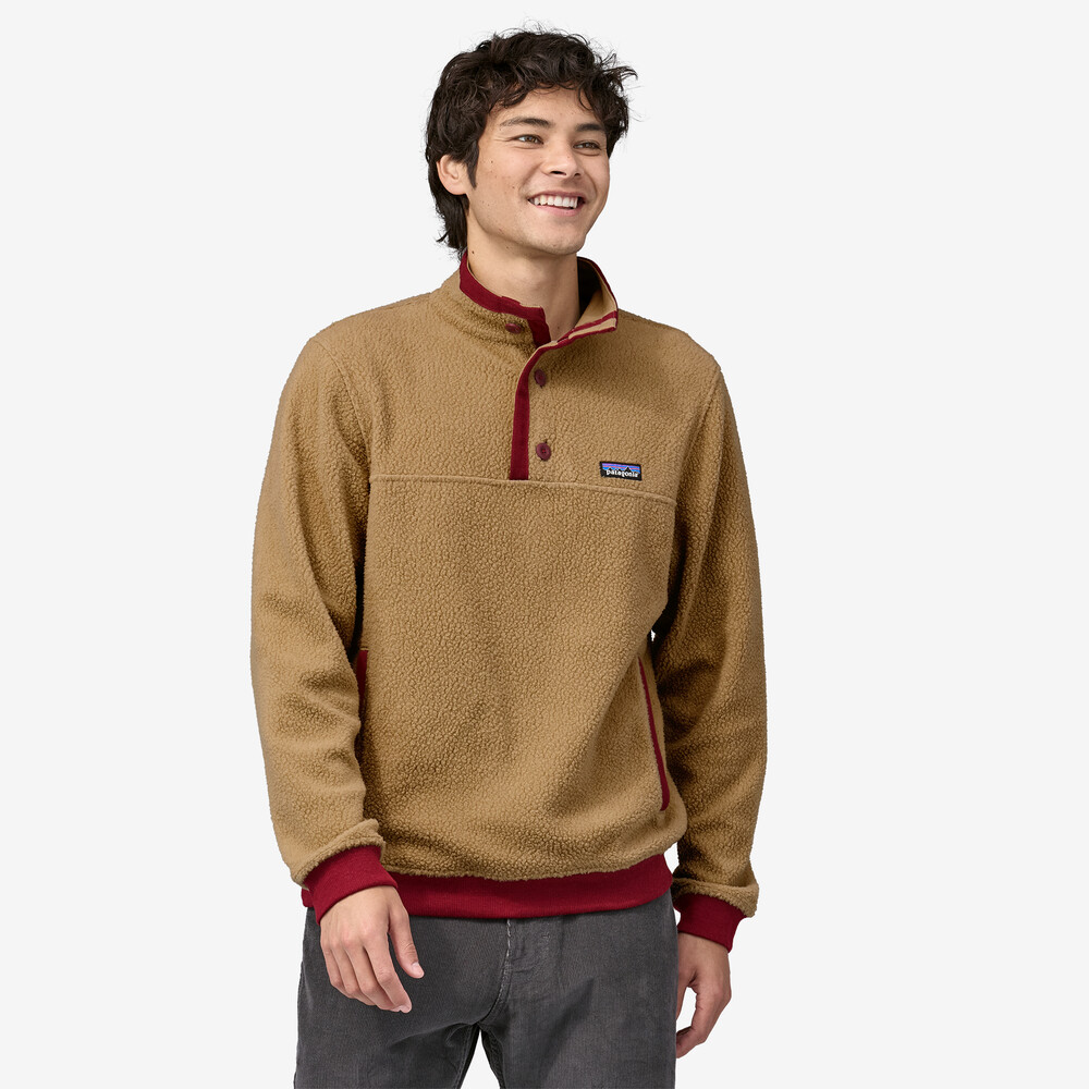 Herren-Fleecepullover mit Lammfellfutter und Knöpfen