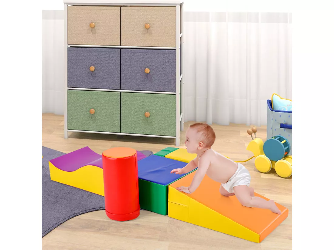 6 blocs de construction pour enfant ou bébé - Escaliers et toboggan - jouets pour grimper - PU + EPE - Combinaison libre