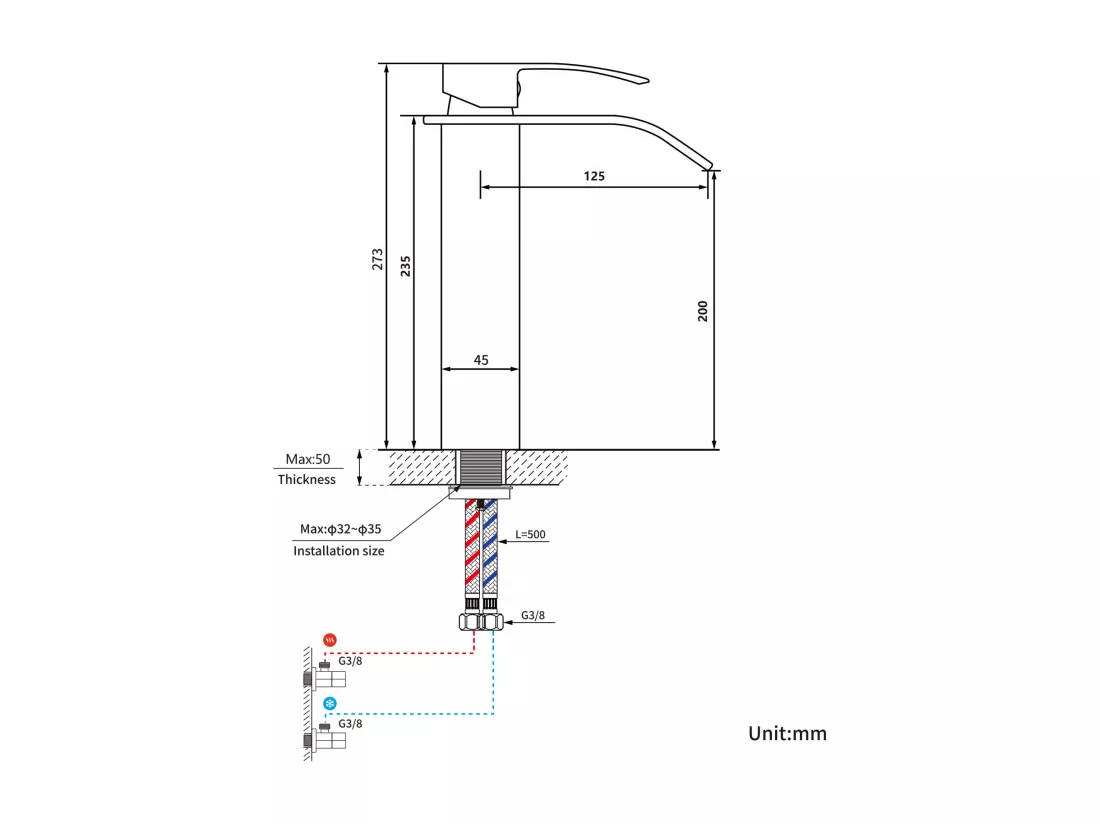Robinet Cascade pour Vasque à Poser,Mitigeur Haut pour Lavabo,en Inox,Chromé+Bonde Lavabo Bonde Pop-up avec Trop-plein Automatique Universelle