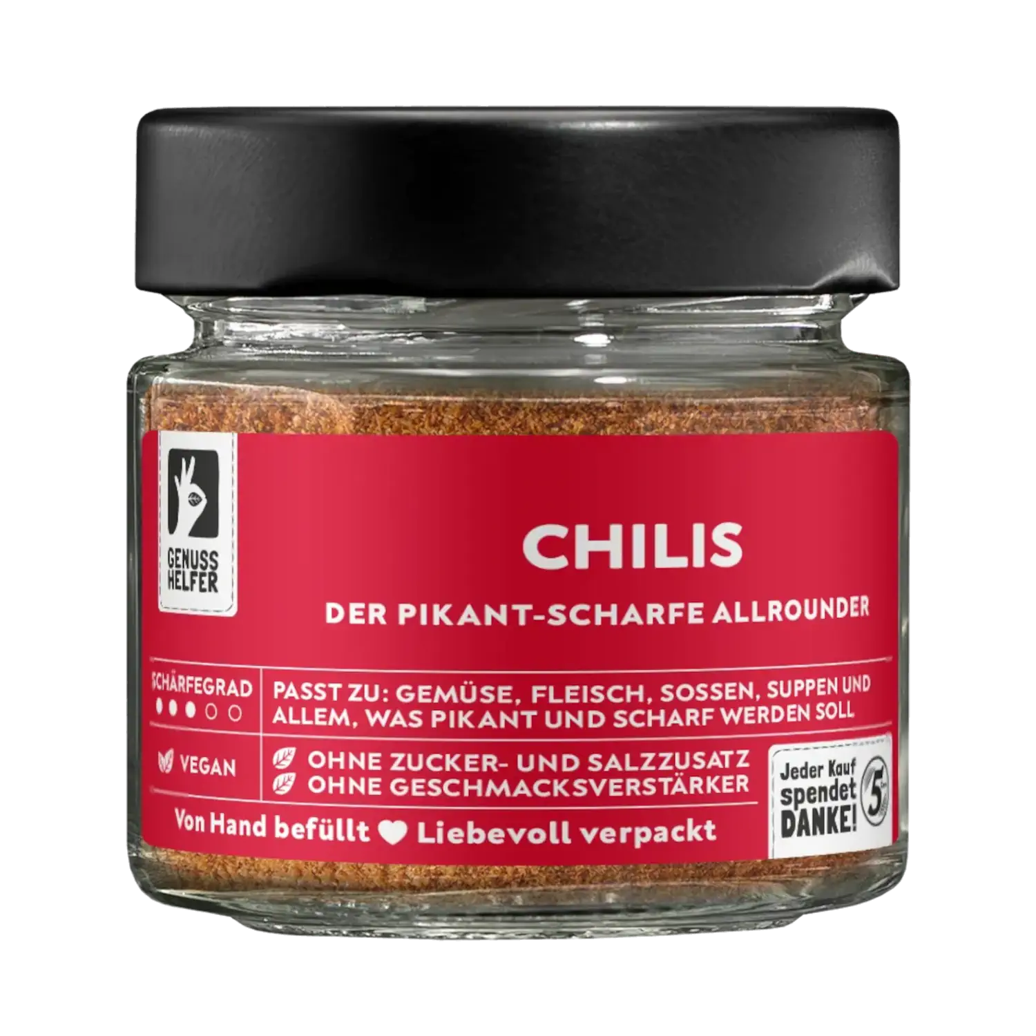 Chilis, gemahlen, im Glas